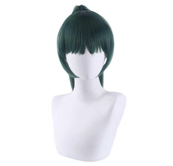 Anime Jujutsu Kaisen Maki Zenin Cosplay Peruca 50cm Cabelo de Cabelo VERDO DE CAIME