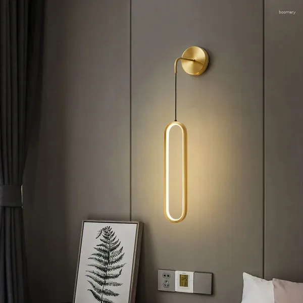 Lâmpada de parede moderna simples led nordic quarto cabeceira luzes longas sala estar fundo luxo lâmpadas criativas