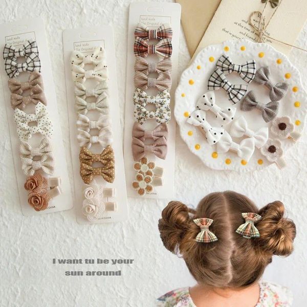 Acessórios de cabelo Headwear infantil adorável clipes bebê cobertura completa arcos de tecido para meninas 10per conjunto
