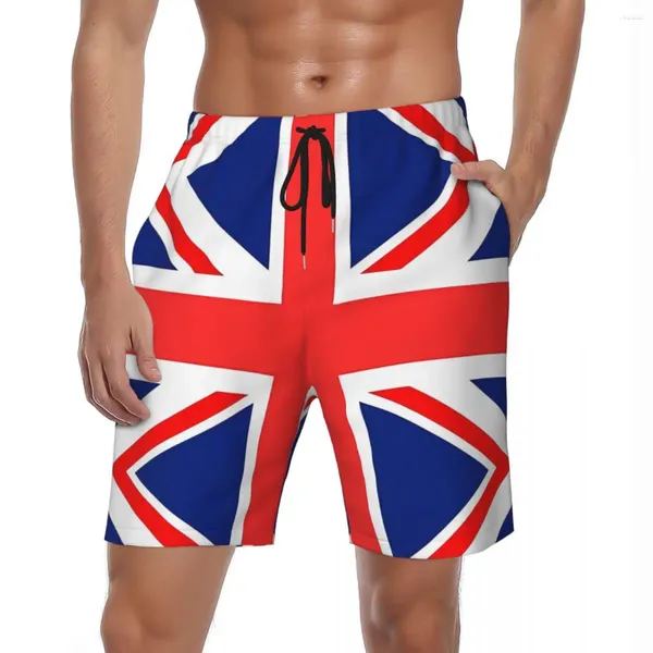 Shorts masculinos Bandeira do Reino Unido Board Verão 3D Impressão Esportes Surf Praia Homens Secagem Rápida Hawaii Plus Size Swim Trunks
