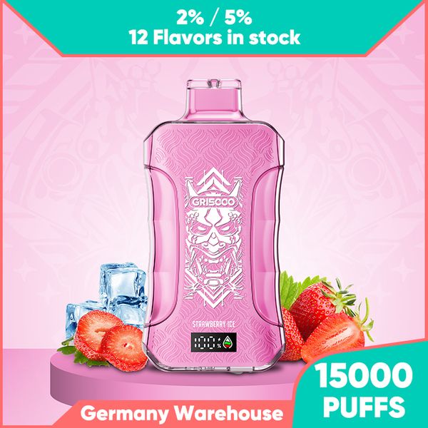 Puff Vape 15000 bar Einweg 15k Puffs Vaper Box Shisha 2 % 5 % vorgefüllter wiederaufladbarer Akku Kunstspule Riesige Dampfdampfer Puff Vapes mit LED-Anzeigebildschirm schnelle Lieferung