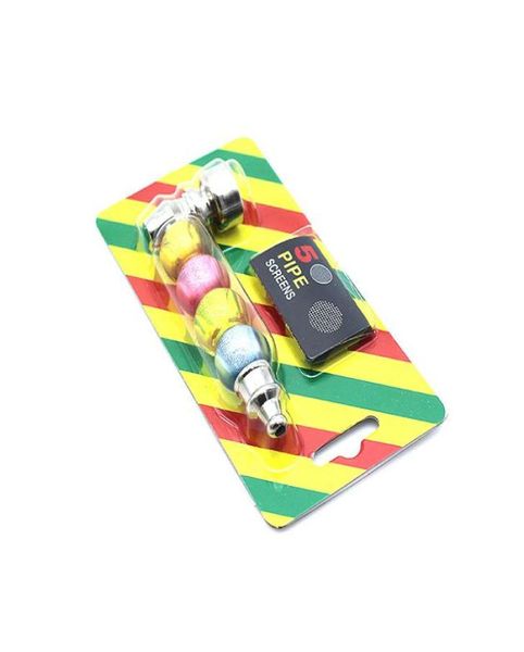 Set di tubi in metallo Kit tasca per tabacco Bob giamaicano Perline colorate Pipa per erbe da fumo staccabile con filtri a rete DHL3470018