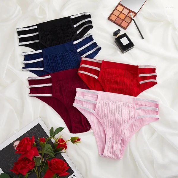 Kadın Panties 5 PCS Orta Bel Kadın Seksi Yumuşak İnce Strap Nefes Alabaş Damgitler İçi Boş Kalça Elastik Şeritli Bayanlar Özet