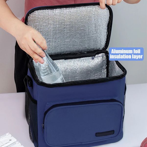 Портативная сумка для ланча, термобокс для еды, прочный водонепроницаемый офисный холодильник, ланчбокс с органайзером на плечевой ремень, изолированный чехол 240226