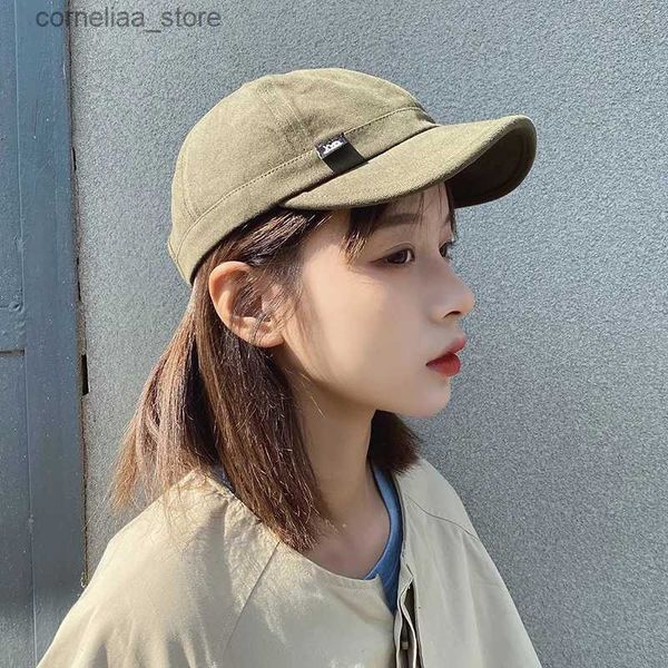 Bonés de bola Ricygvm Hip Hop Chapéu de Beisebol de Aba Curta para Homens Mulheres Japonês Língua de Pato Chapéus Moda Retro Outdoor Sunshade Peaked Cap GorrasY240315