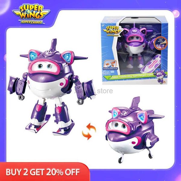 Giocattoli di trasformazione Robot Super Wings 6 Supercharged Crystal Deluxe Trasformazione utilizzando gli sci Suoni e luci Robot di deformazione Aerei giocattolo 2400315