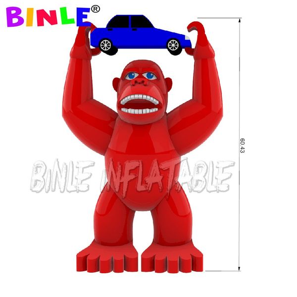 Cartone animato pubblicitario 8 mH (26 piedi) con soffiatore gorilla gonfiabile rosso verde viola con logo personalizzato per auto stampato per la promozione
