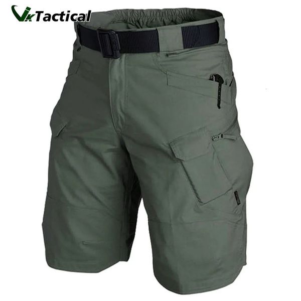 Homens urbanos militares táticos shorts ao ar livre à prova d 'água resistente ao desgaste carga shorts de secagem rápida multi bolso plus size calças de caminhada 240312