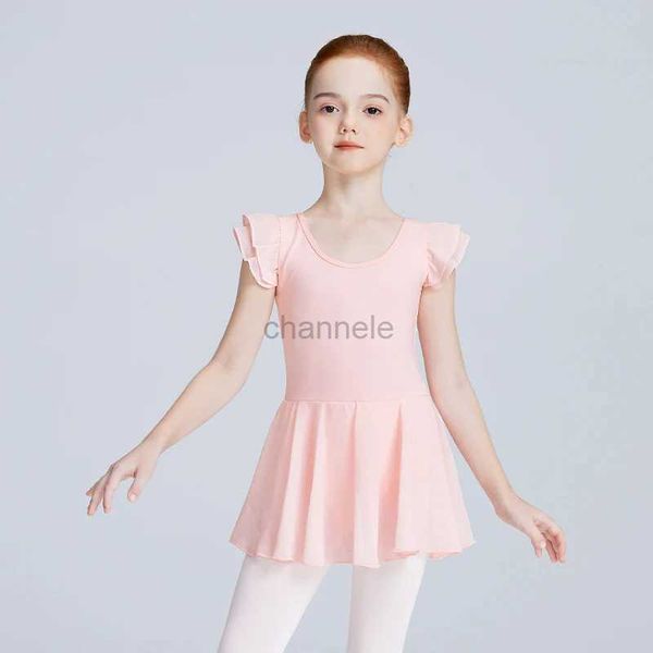 Vestidos da menina Saia de balé Tutu para meninas dança collant para crianças ginástica ballet collant mangas duplas roupas de treinamento de balé para bailarinas 240315