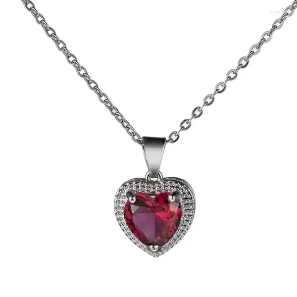 Anhänger Jellystory 925 Sterling Silber Ruby Emerald Halskette für Frauen Einfacher Herzheizheizung Hochzeitstag Fein Schmuck 2024 Trend