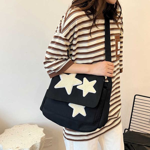 Bolsas de lona da moda Crowd Design Sensation Star Mochila para estudantes universitários do sexo feminino Bolsa de classe Aulas de maquiagem Grande capacidade Um ombro Crossbody Diferença