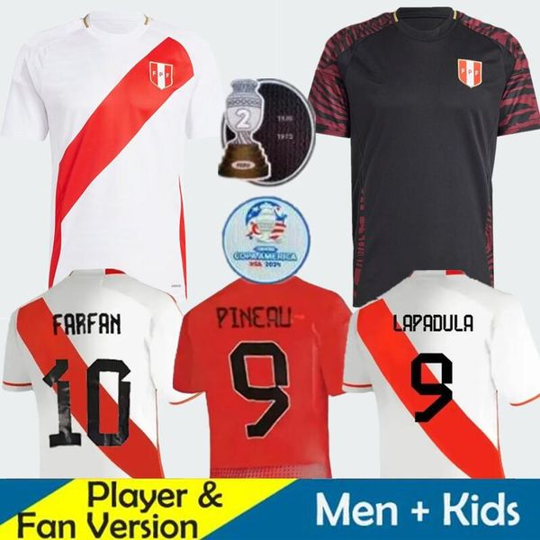 2024 Peru Copa América Camisas de futebol em casa Copa Americ PIZARRO FALFAN GUERRERO SOLANO FLORES CUBILLAS LAPADULA LUIS Fãs Jogador camisa de futebol masculino kit infantil