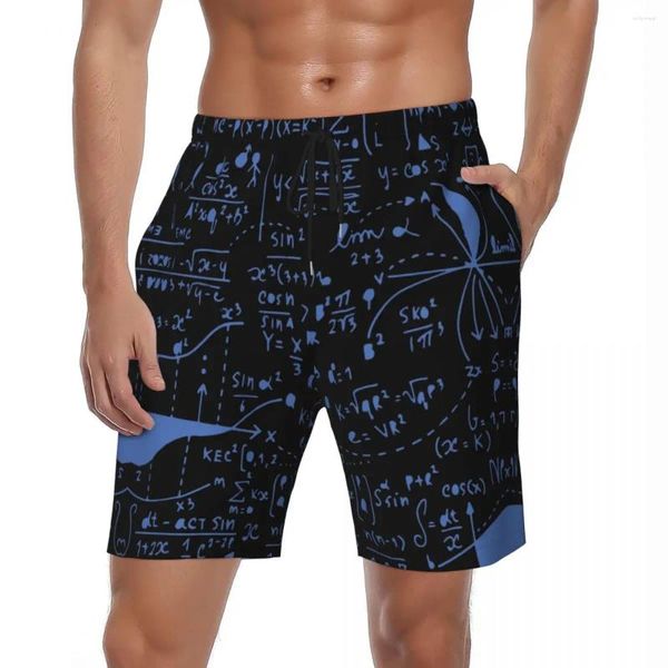 Herren Shorts Mathematical Formel Board Sommer Blau Sport Fitness Beach Kurzhose Schnell trocknen stilvolle Plus -Größe Trunks