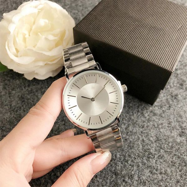 Tom 2024 moda completa marca relógios de pulso feminino masculino aço metal banda quartzo com logotipo luxo 1853 relógio tt 76