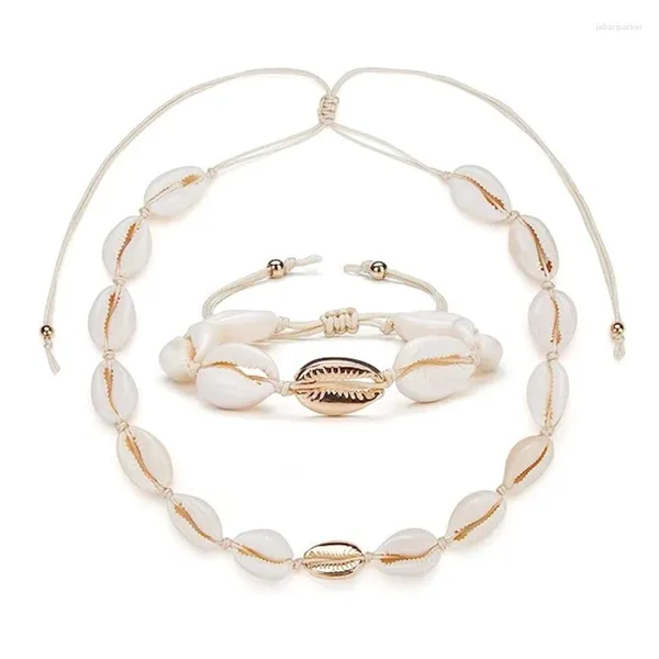 Halsband Muscheln Schmuck natürliche handgewebte verstellbare Armbänder Halskette Hawaiian Strand Fuß lässig Geburtstagsgeschenk