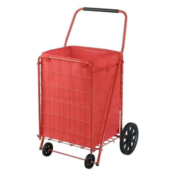 Carts Juggernaut Carts Zusammenklappbarer Einkaufswagen, 110 Pfund Kapazität, Trolley-Aufbewahrung, 40 x 21 x 25 Zoll, roter tragbarer Einkaufswagen