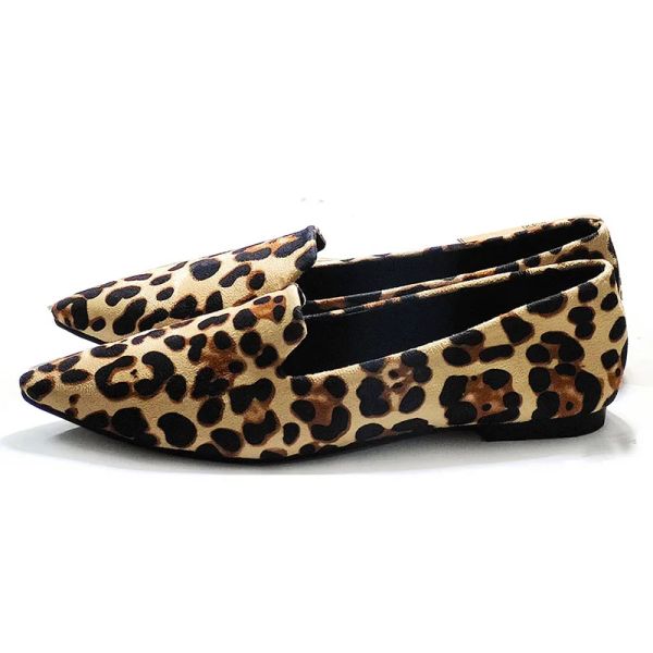 Stiefel Lihuamao Leopard Flats Slebringe Schuhe für Frauen auf Maultiere spitzen