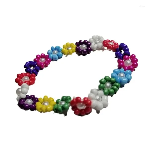 Gliederarmbänder Buntes Armband Perlen Elastischer Handgelenkschmuck Blume Perfektes Geschenk für modische Frauen