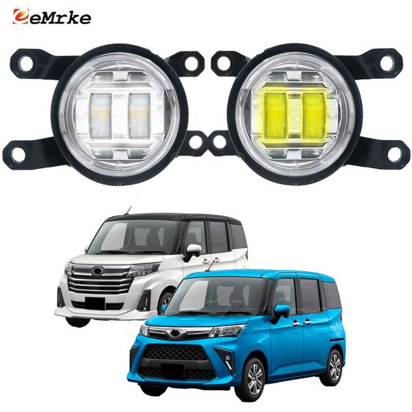 EEMRKE Gruppo fendinebbia a LED per Toyota Roomy 2021 2022 per Daihatsu THOR 2022 per Subaru Justy Anteriore PTF Fendinebbia per auto con lente DRL 30W 12V Bianco o Giallo