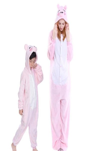 Família combinando roupas menino menina pijamas conjunto de pijamas de porco para mulheres homens macacão adulto animal anime pijamas cosplay kids3436352