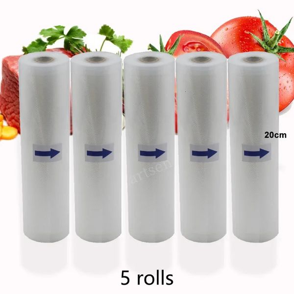 Rotoli per sottovuoto per alimenti Sacchetti sottovuoto per imballaggio BPA FREE Sacchetti per sottovuoto per alimenti da cucina per uso domestico Sacchetti per sigillatura 5 rotoliLotto 240304