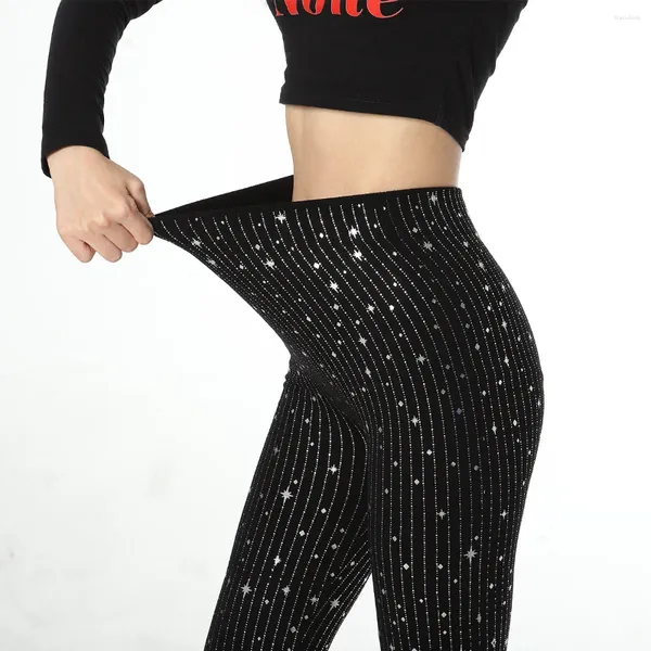 Женские леггинсы с блестками и блестками, черные эластичные узкие брюки с высокой талией для фитнеса, брюки-карандаш