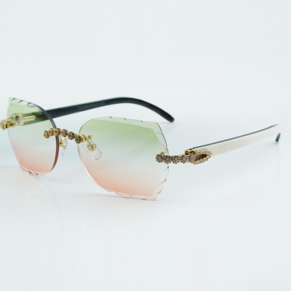 occhiali da sole con diamanti bouquet classico con lenti dal taglio fashion 8300817 con asta in corno di bufalo misto nero naturale misura 18-140 mm