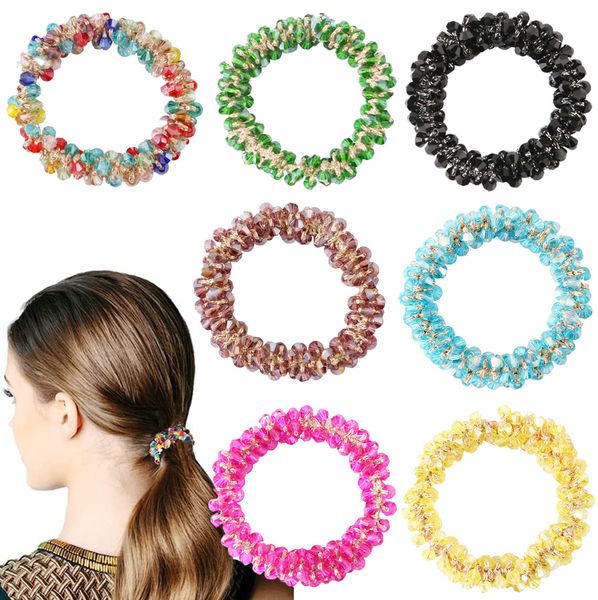 Moda Cristallo Donna Cravatte per capelli Bracciale Perla Elastica Fascia per capelli Ragazze Scrunchies Elastico Corda Accessori per capelli femminili Copricapo Ornamento