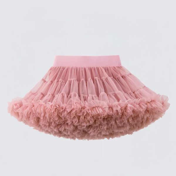 Abiti 110t Gonna di pizzo Ragazze Soffice chiffon Pettiskirt Colori solidi Tutu Gonne Ragazza Gonna da ballo Natale Tulle Sottoveste Tulle B062