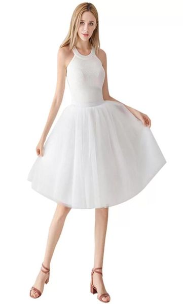 Doppelschichten, einfarbig, kurzer Rock, Tüll-Petticoats, elastischer Bund, A-Linie, Unterrock, Krinolinen, Hochzeitskleid, Partykleidung für 9358340