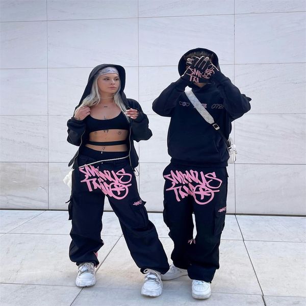 Minustwo Salopette Pantaloni dritti hip-hop moda europea e americana Pantaloni casual sportivi da donna resistenti all'usura
