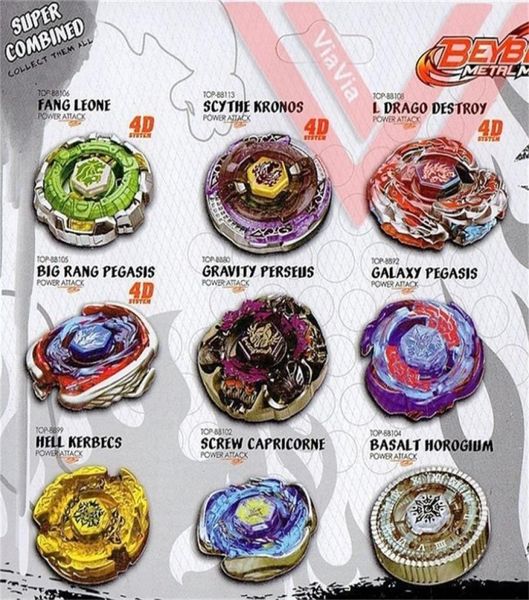 7 pzlotto Classico Beyblade Burst Metal Fusion 4D Sistema Battle Spinning giocattolo Top Masters Launcher Pack LJ2012168096721