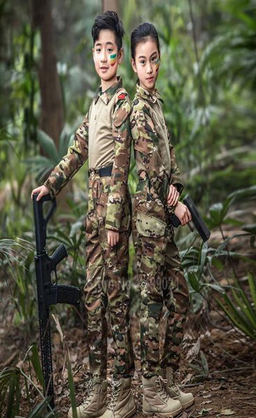 Crianças meninos exército dos eua uniforme militar tático airsoft camuflagem combateprovado camisas calças assalto rápido manga longa batalha h09105147869