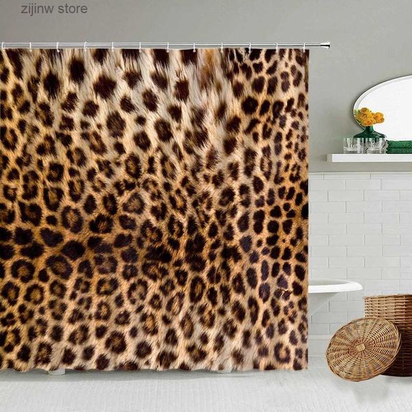 Tende da doccia Stile africano Modello leopardo Tenda da doccia Stampa animali selvatici Bagno Vasca da bagno Decorazione della casa Regalo Tende impermeabili Schermo Y240316