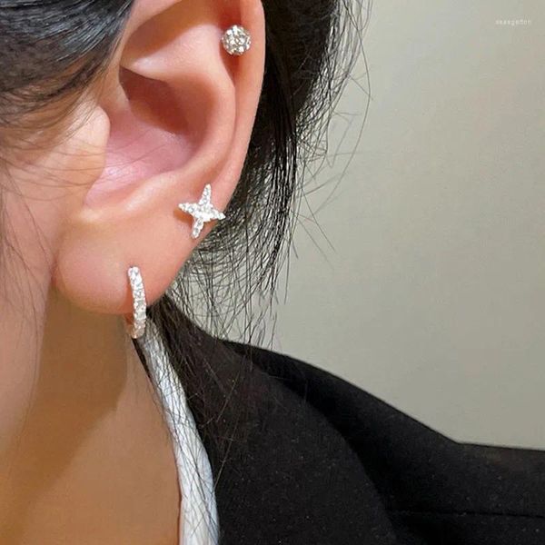 Ohrstecker Schöne einfache Mode Perlen Kreis Stern für Frauen koreanischen Stil 2024 Schmuck Ohrringe Großhandel