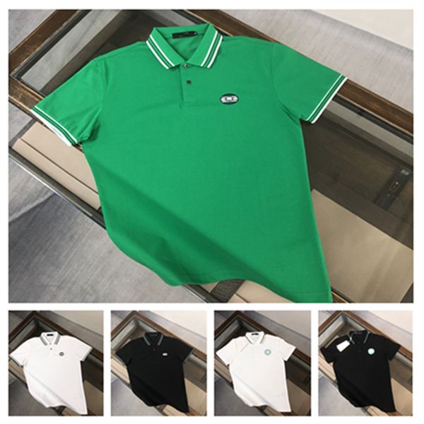 High-End-Marken-Männer-Designer neuer Baumwoll-Brust-Farbkontrast Logo Herren-Polo-Hemd schlank fit mit fester Farbgeschäftshemd Kurzarm Kleidung M-3xlqiao