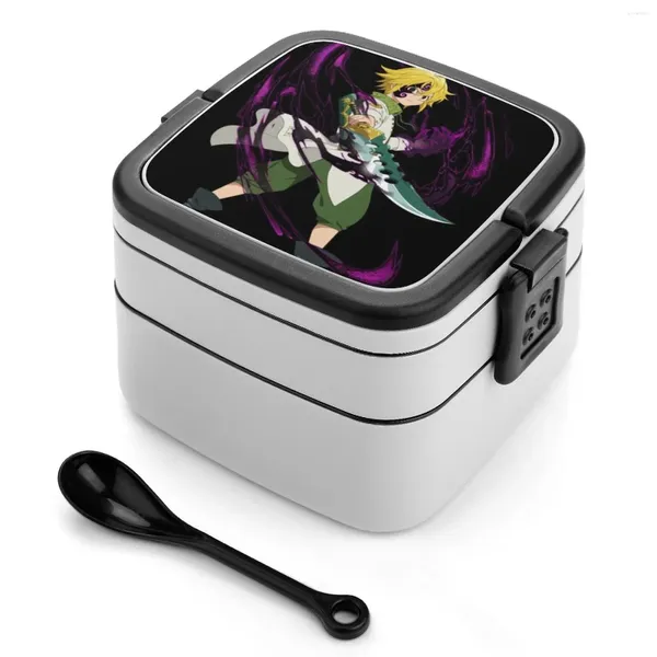 Geschirr Meliodas Design Doppelschicht Bento Box Salat Tragbares Picknick Sieben Todsünden Anime