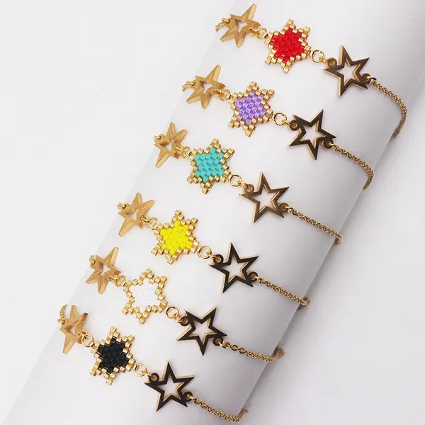 Charme Pulseiras Bluestar Miyuki Bead Pulseira Moda Chic Trendy Jóias Banhado A Ouro Cobre Estrela Acessórios Corrente de Aço Inoxidável