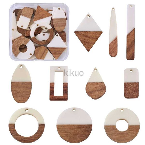 Dangle Chandelier 20pcs / Box Resina Wood Pingentes Geométricos Vintage Dangle Charms Brincos para DIY Pulseira Colar Jóias Fazendo 24316