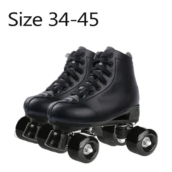 Größe 34 Rollschuh Skate Schuhe 4 Räder Quad Sneakers Skating Pu Leder Sport Anfänger Frauen Frauen Roller Skating Schuhe Räder Schuhe 240407