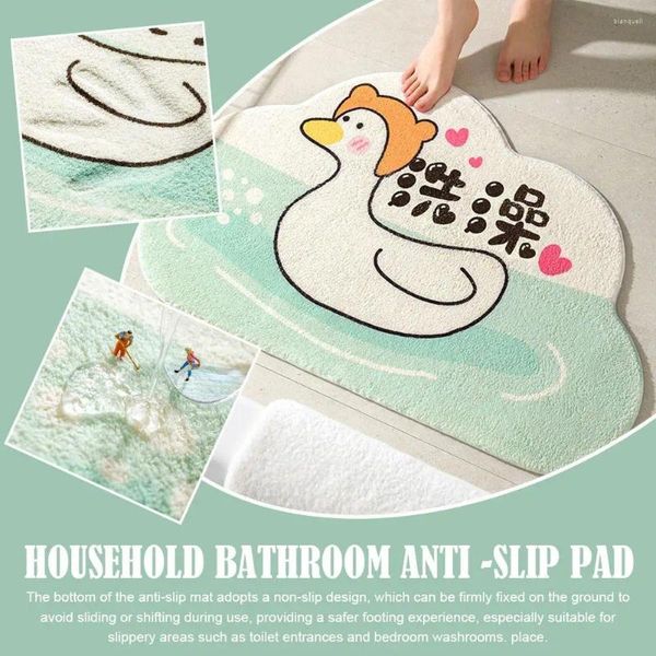 Tapetes de banho pato de microfibra ultra macia - tapetes de banheiro absorvente não deslizante com apoio TPR ideal para o quarto da cozinha G9O2