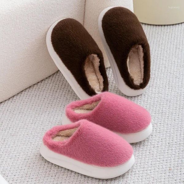 Pantofole in cotone simil visone da donna carino inverno interno casa fondo imbottito Mao antiscivolo scarpe calde da coppia con velluto.