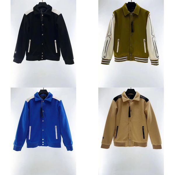 Erkekler Pamuk Tasarımcı Bombacı Ceket - Windbreaker Style, Varsity Beyzbol Etkisi, Hip Hop Harajuku Mektup Patchwork, Deri Nakış, UNISEX SOKAK GİDERİM