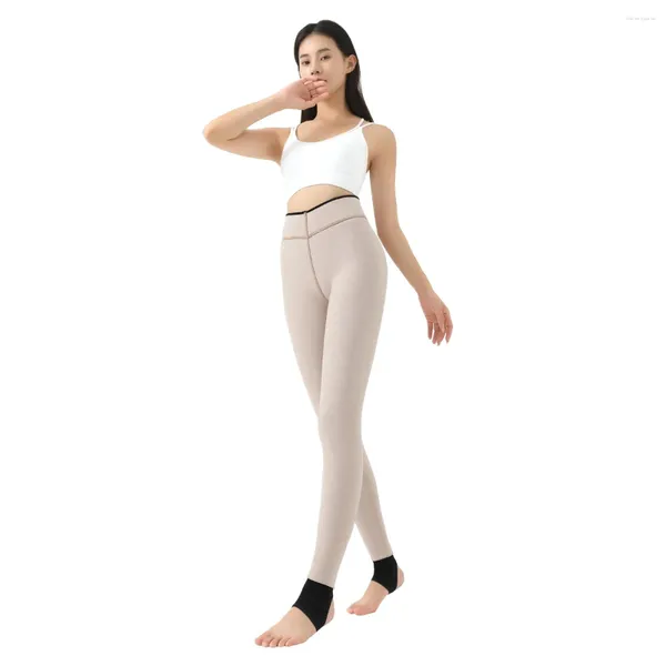 Leggings Femininas Calças Quentes de Veludo Alemão para Cintura Alta Outono e Inverno Aquecimento Fibra Lã Integrada Mulheres