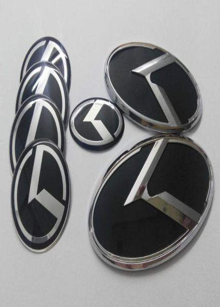 7 Stück 1 Satz schwarzes K-Logo-Abzeichen-Emblem 3D-Aufkleber für KIA OPTIMA K5 2011-2017 Auto-Embleme 5407175