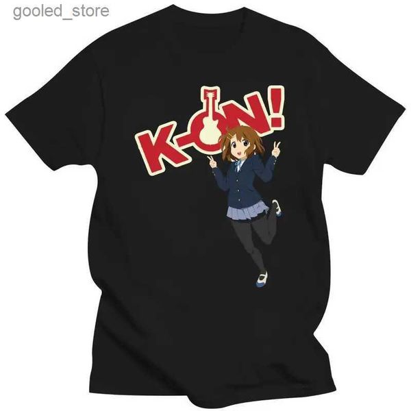 Homens camisetas Novo vintage K-on Yu Hirasawa Mens T-shirt Crewneck Puro Algodão T-shirt Música Japonesa Anime Manga Curta T-shirt Adulto Top Q240316