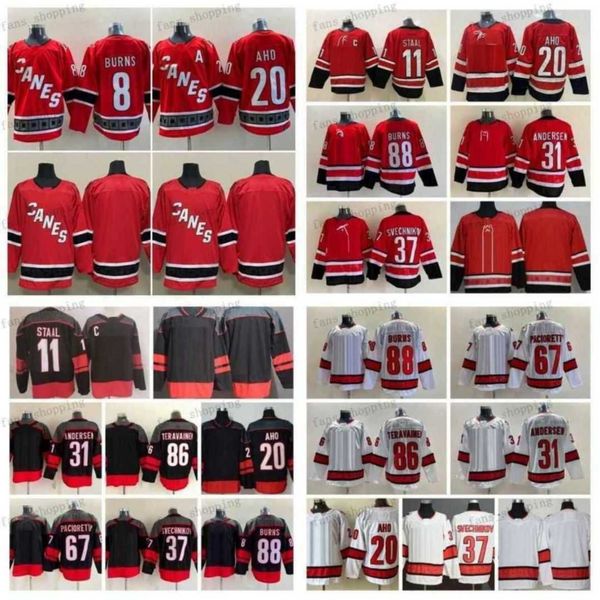 Hockey Canes 20 Sebastian Aho Trikot Jesperi Kotkaniemi Martin Necas Frederik Andersen Brent Burns Staal Andrei Svechnikov Teuvo Teravainen Seth Jarvis Skjei Man