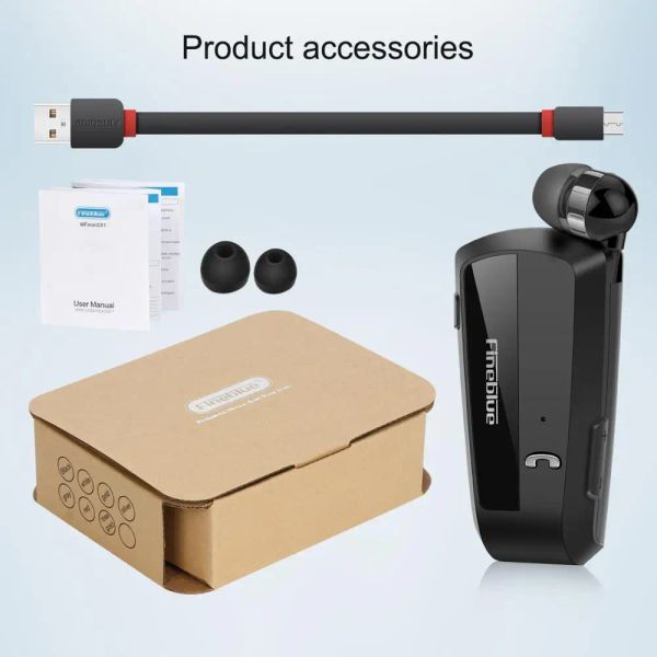 Kopfhörer Fineblue F990, neuestes kabelloses Business-Bluetooth-Headset, Sport-Treiber-Kopfhörer, teleskopischer Clip-on-Stereo-Ohrhörer mit Vibration