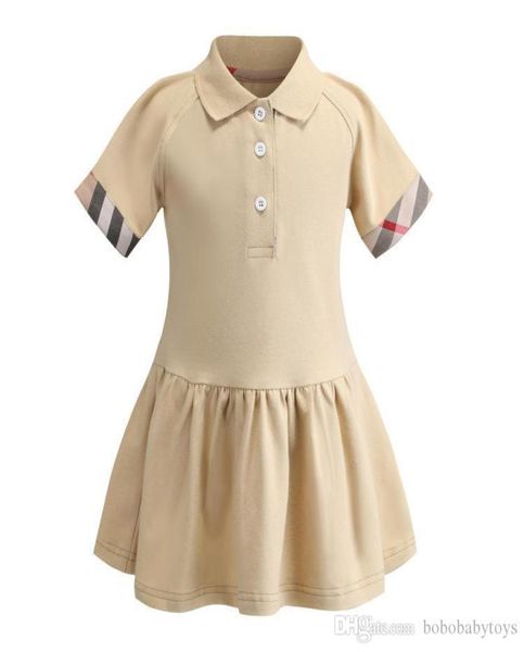 Crianças roupas de grife Big Kid meninas Bege xadrez vestido Casual 100 algodão esporte vestido crianças roupas roupas da menina do bebê B1212808632