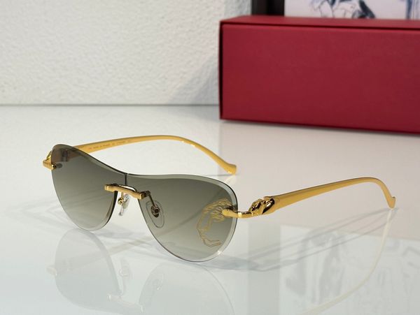 Designer-Sonnenbrille für Männer und Frauen, Sommer, 0058, spezieller bunter Stil, Anti-Ultraviolett, Retro-Platte, oval, rahmenlos, CR39-Schnittgläser, modische Brillen, zufällige Box